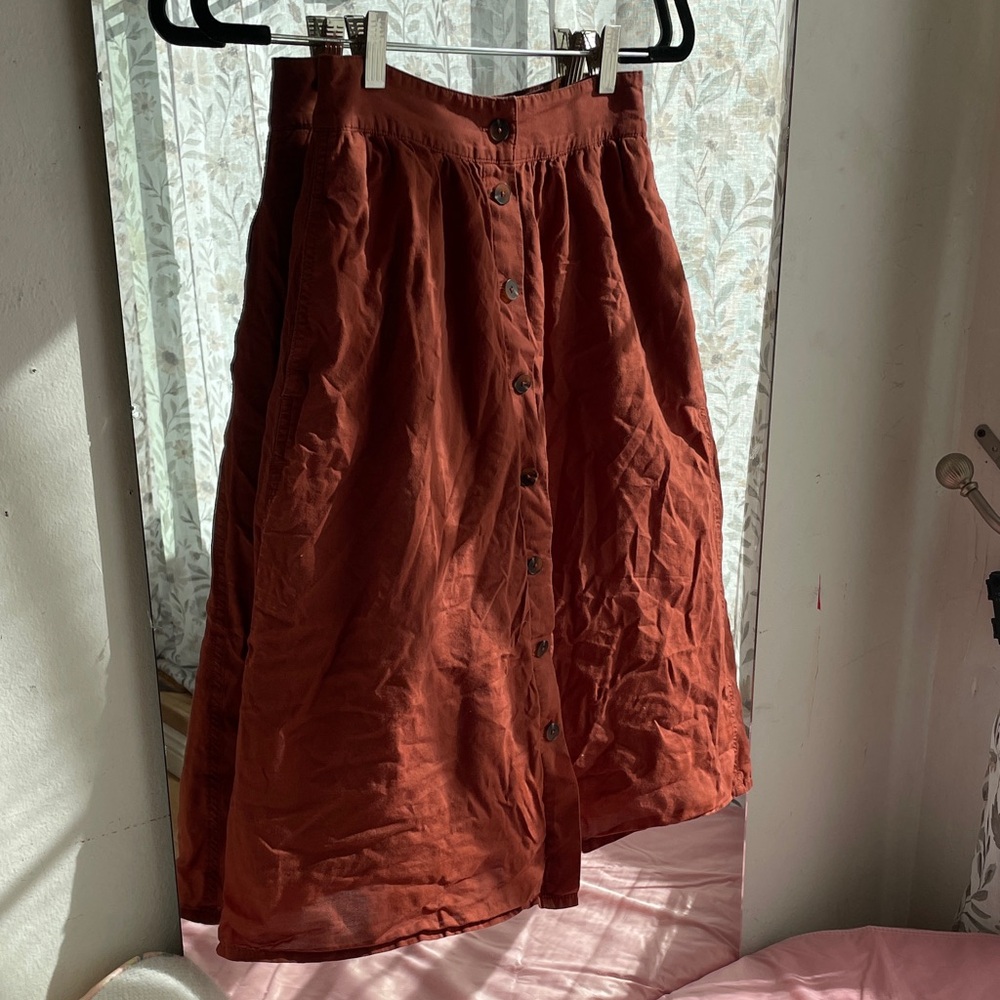 Madewell Terracotta Button-Front A-Line Skirt